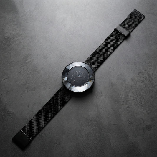 Elegant Black Mesh Strap Watch Stylish Minimalist Wristwatch For Women