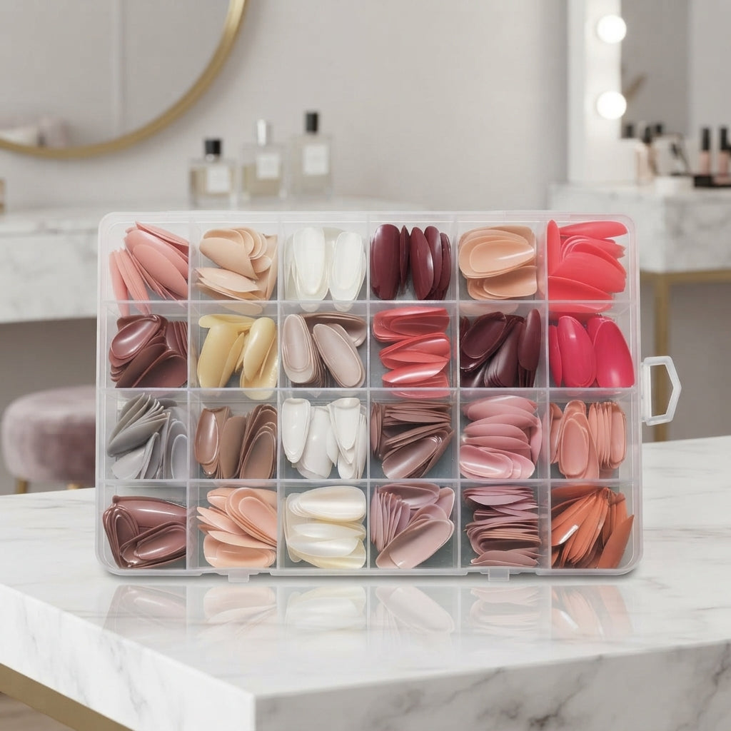 Reusable Fake Nails with Box – Beautiful Variety of Colors | Best Fake Nails For Girls ( Random Color Nails)