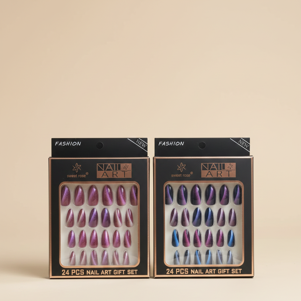 24 Pcs Professional Manicure Artificial Nails – Salon-Quality Press-On Nail Set