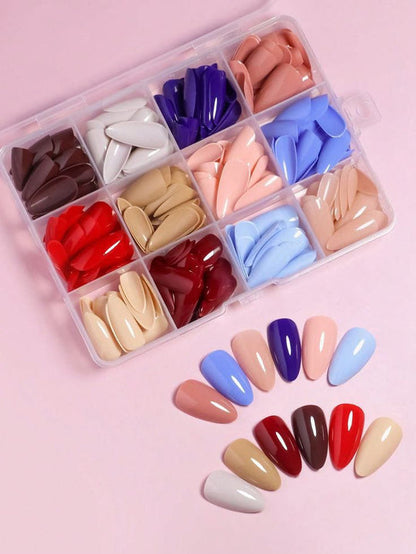 Reusable Fake Nails with Box – Beautiful Variety of Colors | Best Fake Nails For Girls ( Random Color Nails)